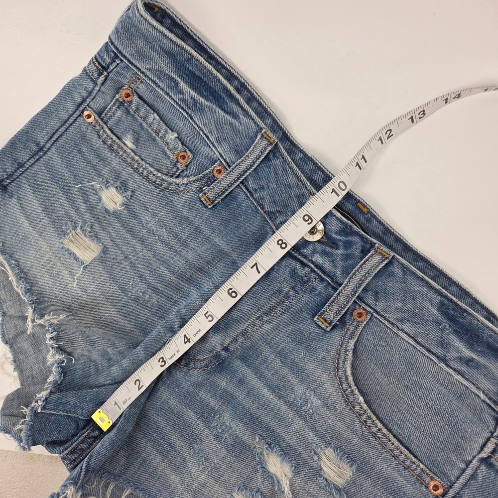 Abercrombie & Fitch Denim Shorts 27/3 Blue Distressed Raw Hem Casual Summer Boho - Picture 5 of 8